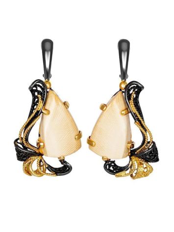 Voluptuous Gold-Plated Dangle Earrings With Mammoth Ivory The Era, image 