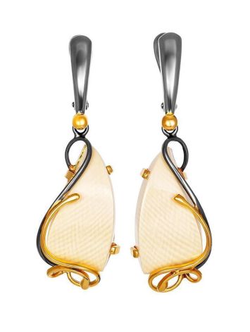 Flashy Gold-Plated Drop Earrings With Mammoth Tusk The Era, image 