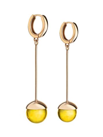 Gold-Plated Dangle Earrings With Lemon Amber The Paris, image 