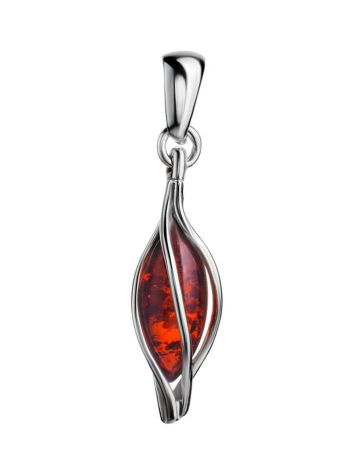 Silver Twisted Pendant With Cherry Amber Centerpiece The Algeria, image 
