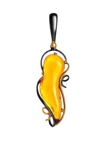 Classy Handmade Amber Pendant In Gold-Plated Silver The Rialto, image 