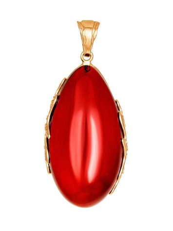 Stunning Gold-Plated Pendant With Red Amber The Cascade, image 