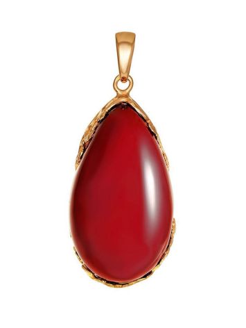 Voluptuous Gold-Plated Pendant With Red Amber The Cascade, image 