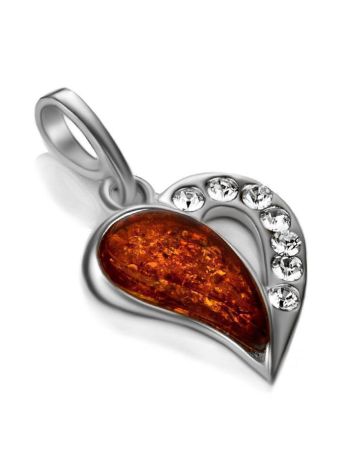 Silver Heart Pendant With Amber And Crystals The Declaration, image , picture 3