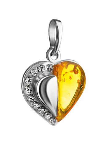 Sterling Silver Heart Pendant With Amber And Crystals The Declaration, image 