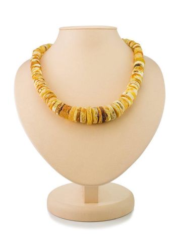 Raw Disc Shaped Amber Beaded Necklace, image 