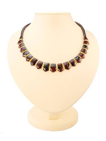 Amber Flat Beaded Necklace The Cleopatra, image 