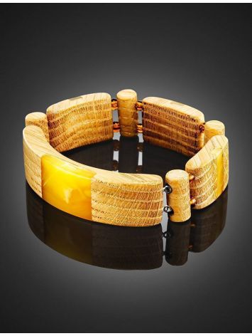 Wooden Flat Beaded Bracelet With Honey Amber The Indonesia, image , picture 3