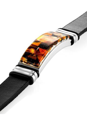 Leather Mens Wristband With Amber Mosaic The Grunge, image , picture 4