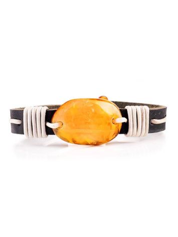 Leather Tie Bracelet With Honey Amber The Copacabana, image , picture 3