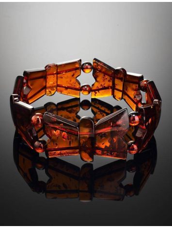 Cognac Amber Stretch Bracelet The Butterfly, image , picture 2