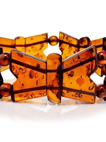 Cognac Amber Stretch Bracelet The Butterfly, image , picture 4
