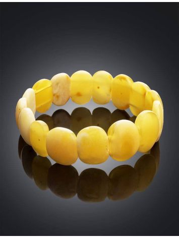 Honey Amber Elastic Flat Beaded Bracelet, image , picture 2