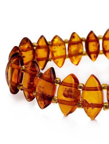 Cognac Amber Flat Beaded Bracelet, image , picture 3