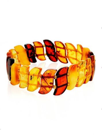 Multicolor Amber Flat Beaded Bracelet, image 