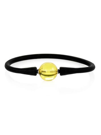 Black Silicone Bracelet Decorated With Natural Amber The Hawaii, image 