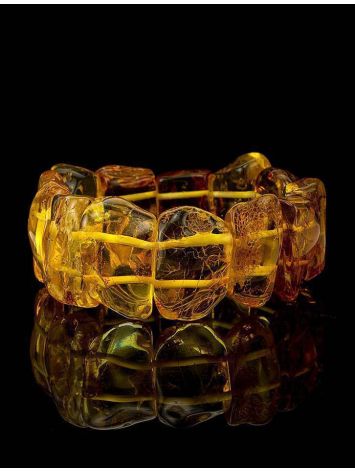 Bold Cognac Amber Flat Beaded Bracelet The Volcano, image , picture 2