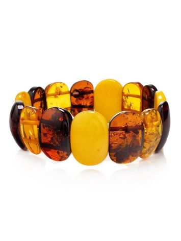 Bright Amber Flat Beaded Elastic Bracelet, image 