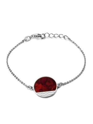 Sterling Silver Bracelet With Cherry Amber Stone The Monaco, image 