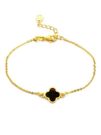 Gold-Plated Chain Bracelet With Clover Shaped Amber The Monaco, image 