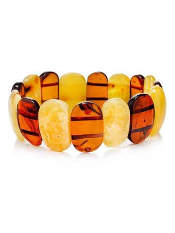 Bright Multicolor Amber Flat Beaded Bracelet, image 
