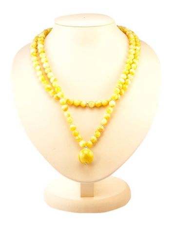Double Strand Amber Ball Beaded Necklace With Pendant The Ariadna, image 