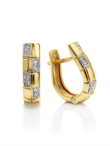 Stylish Diamond Earrings In Gold, image 
