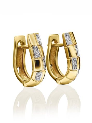 Stylish Diamond Earrings In Gold, image , picture 2