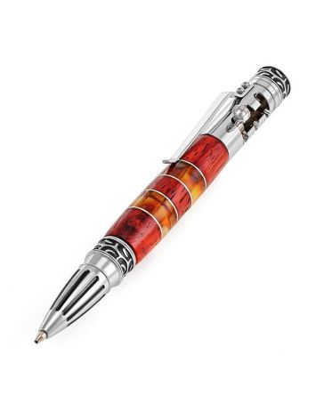 Bright Handcrafted Wooden Ball Pen With Amber, image 