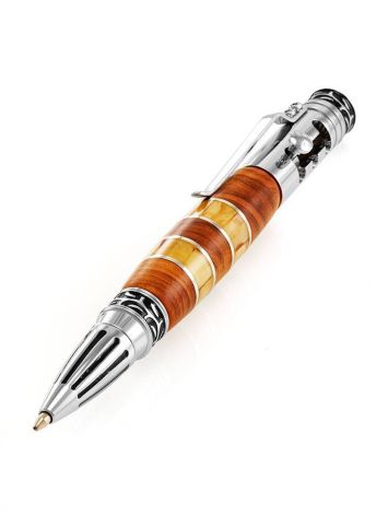 Amazing Wooden Ball Pen With Honey Amber, image 