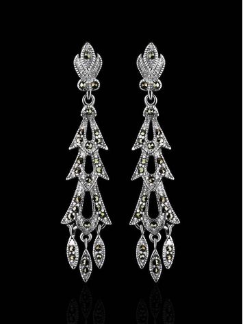 Elegant Sterling Silver Dangle Earrings With Dark Marcasites The Lace, image , picture 2