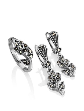 Silver Floral Dangles With Marcasites The Lace, image , picture 4