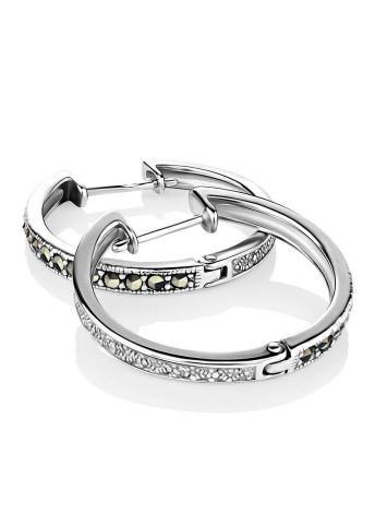 Silver Hoop Earrings With Marcasites The Lace, image , picture 3