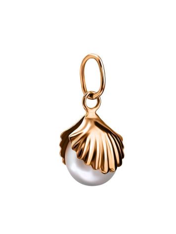 Golden Shell Pendant With Cream Cultured Pearl The Serene, image 