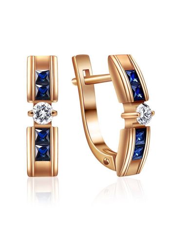 Stylish Sapphire And Diamond Earrings In Gold The Mermaid, image 