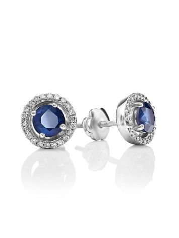 Classy White Gold Studs With Sapphires And Diamonds The Mermaid, image 