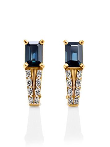 Classy Blue Sapphire And Diamond Earrings In Gold The Mermaid, image , picture 3