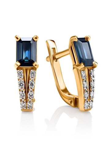 Classy Blue Sapphire And Diamond Earrings In Gold The Mermaid, image 