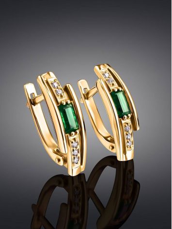 Golden Earrings With Baguette Cut Emeralds And Diamonds The Oasis, image , picture 2