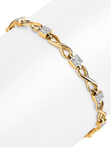 Golden Link Bracelet With White Diamonds, image , picture 3