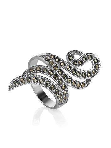 Snake Design Silver Ring With Marcasites The Lace, Ring Size: 8 / 18, image , picture 3
