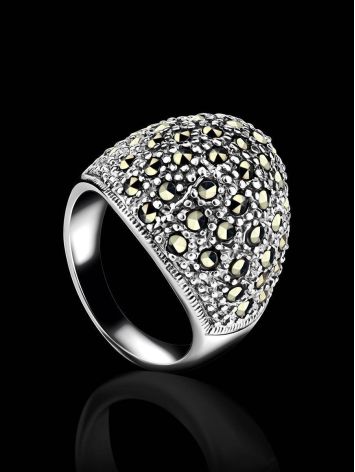 Marcasite Encrusted Ring In Sterling Silver The Lace, Ring Size: 8 / 18, image , picture 2