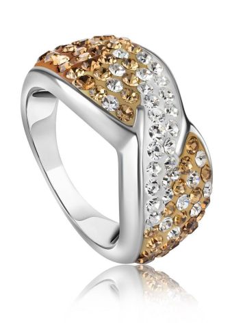 Silver Band Ring With Two Toned Crystals The Eclat, Ring Size: 6.5 / 17, image 