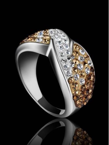 Silver Band Ring With Two Toned Crystals The Eclat, Ring Size: 6.5 / 17, image , picture 2