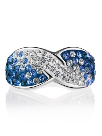 Silver Band Ring With Blue And White Crystals The Eclat, Ring Size: 7 / 17.5, image , picture 3