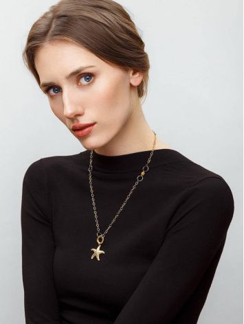 Gold Plated Necklace With Star Shaped Pendant, image , picture 3