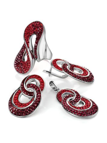 Red Crystal Earrings In Sterling Silver The Eclat, image , picture 5