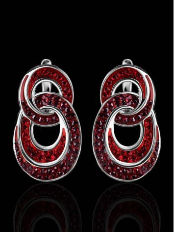 Red Crystal Earrings In Sterling Silver The Eclat, image , picture 2