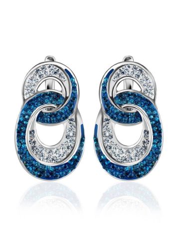 Sterling Silver Earrings With Blue And White Crystals The Eclat, image 
