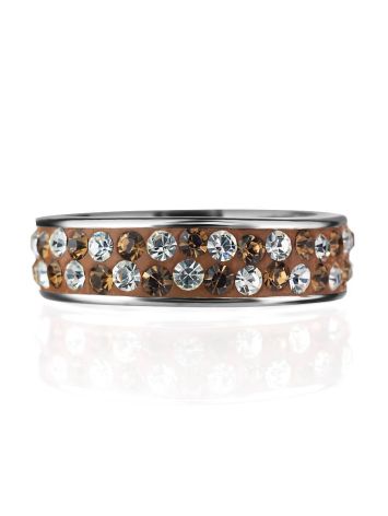 Sterling Silver Ring With Brown Crystals The Eclat, Ring Size: 5 / 15.5, image , picture 3